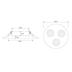 Foco empotrable LED 12VDC DIMMBAR 6W 3000K brillo frontal y lateral