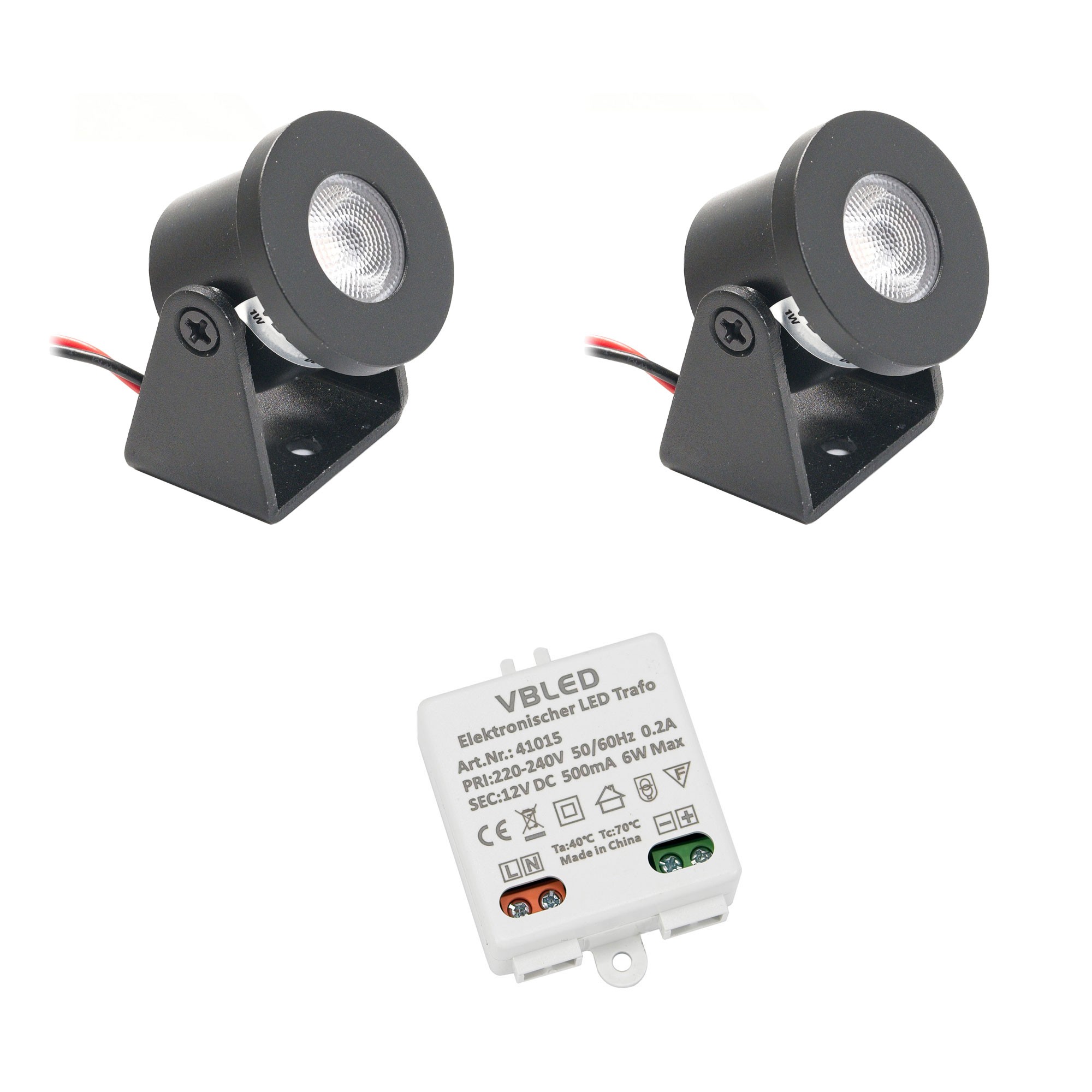 2PCS Set of 1W Mini Surface Mounted Spotlights Rotating & Swivelling with LED Driver