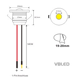 3er-Set LED Aluminium Mini Einbaustrahler 1W Spot mit LED Trafo 3-Stufen-Dimmung 10%-50%-100%