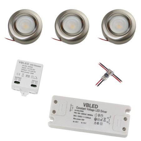 3er EZDIM Set LED Unterbauleuchte mit Netzteil und 3-Stufen-Dimmer