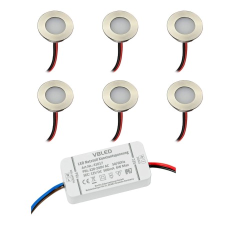 6er Set LED Mini Bad-Einbauleuchte 6er KIT 12V 3000K