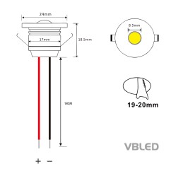 1W LED mini recessed spotlight "LATERA" illuminates front & side - 350mA - IP44 - 3000K