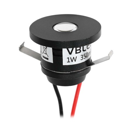 VBLED® 1W LED Mini Einbauspot mini spot Einbaustrahler"ALDYNE" 1W 350mA 3VDC 80lm Schwarz 3000K