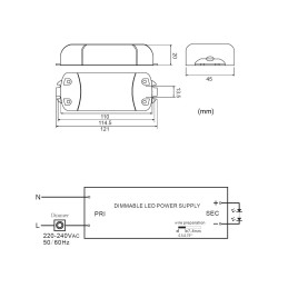 Driver LED a corrente costante 18,9W 350mA 30-56 V/DC dimmerabile