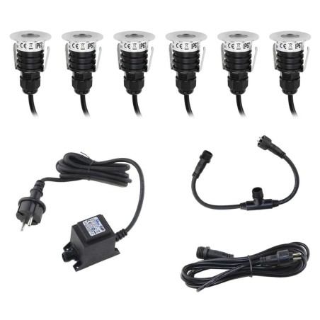 Mini LED recessed floor luminaire 6-piece KIT - Round - incl. transformer & cable