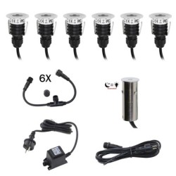 Mini LED recessed floor spotlight 6-piece KIT incl. twilight sensor Round