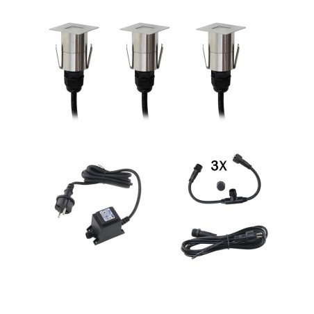 Mini éclairage de terrasse LED Luminaire encastré au sol Lot de 3