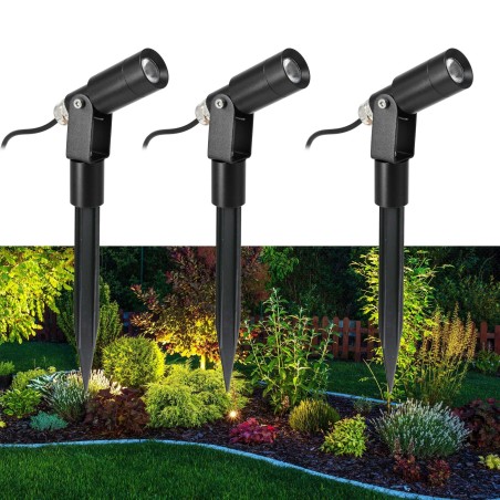 Set de 3 spots de jardin LED "Flavius" 3000K Variateur à 3 niveaux 1W, 2W, 3W