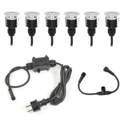 Lot de 6 mini-lampes LED encastrées dans le sol Commutable blanc chaud 3000K et blanc froid 6000K 12VDC 3 STEP DIM