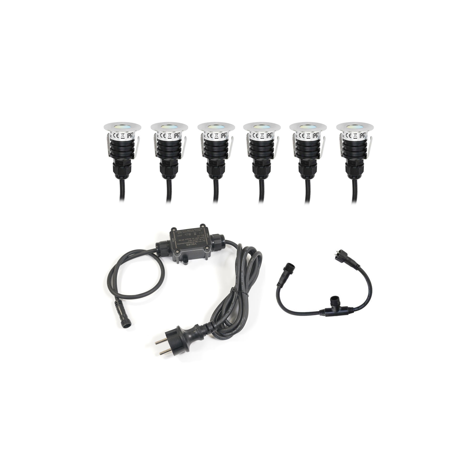 6er Set Mini LED Bodeneinbauleuchte Schaltbare warmweiß 3000K und kaltweiß 6000K 12VDC 3 STEP DIM