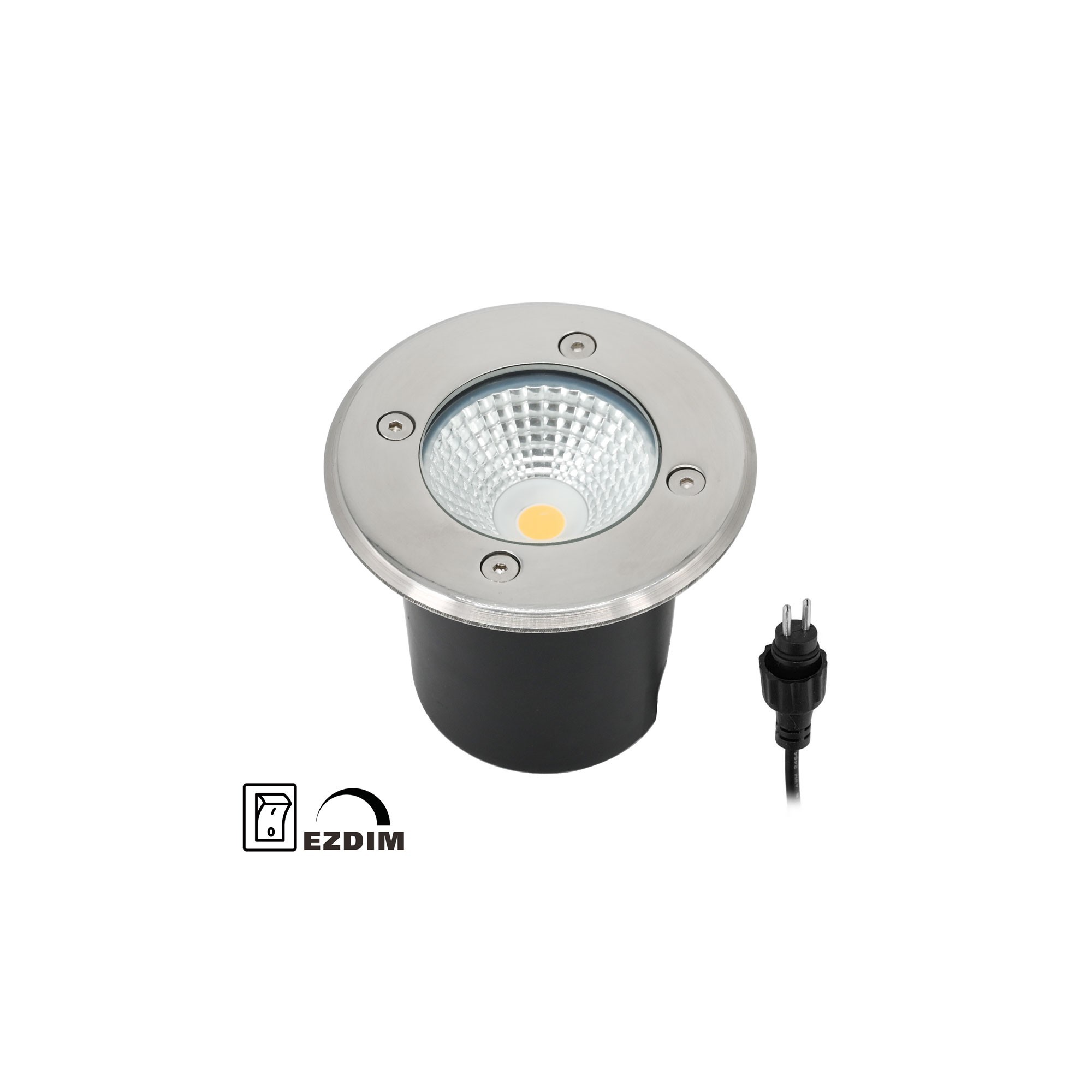 Faretto da incasso a pavimento a LED "Mutantur" per esterni 3000K Dimmer a 3 stadi 1W, 3W, 6W con tecnologia EZDIM