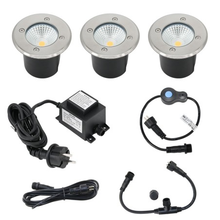 Set di 3 spot da incasso a pavimento "EZDIM" bianco caldo 6W 12V AC/DC