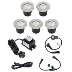 Set di 5 spot da incasso a pavimento "EZDIM" bianco caldo 6W 12V AC/DC