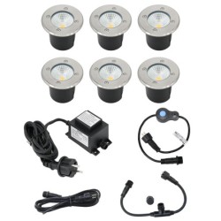 Set van 6 "EZDIM" inbouw vloerspots warm wit 6W 12V AC/DC