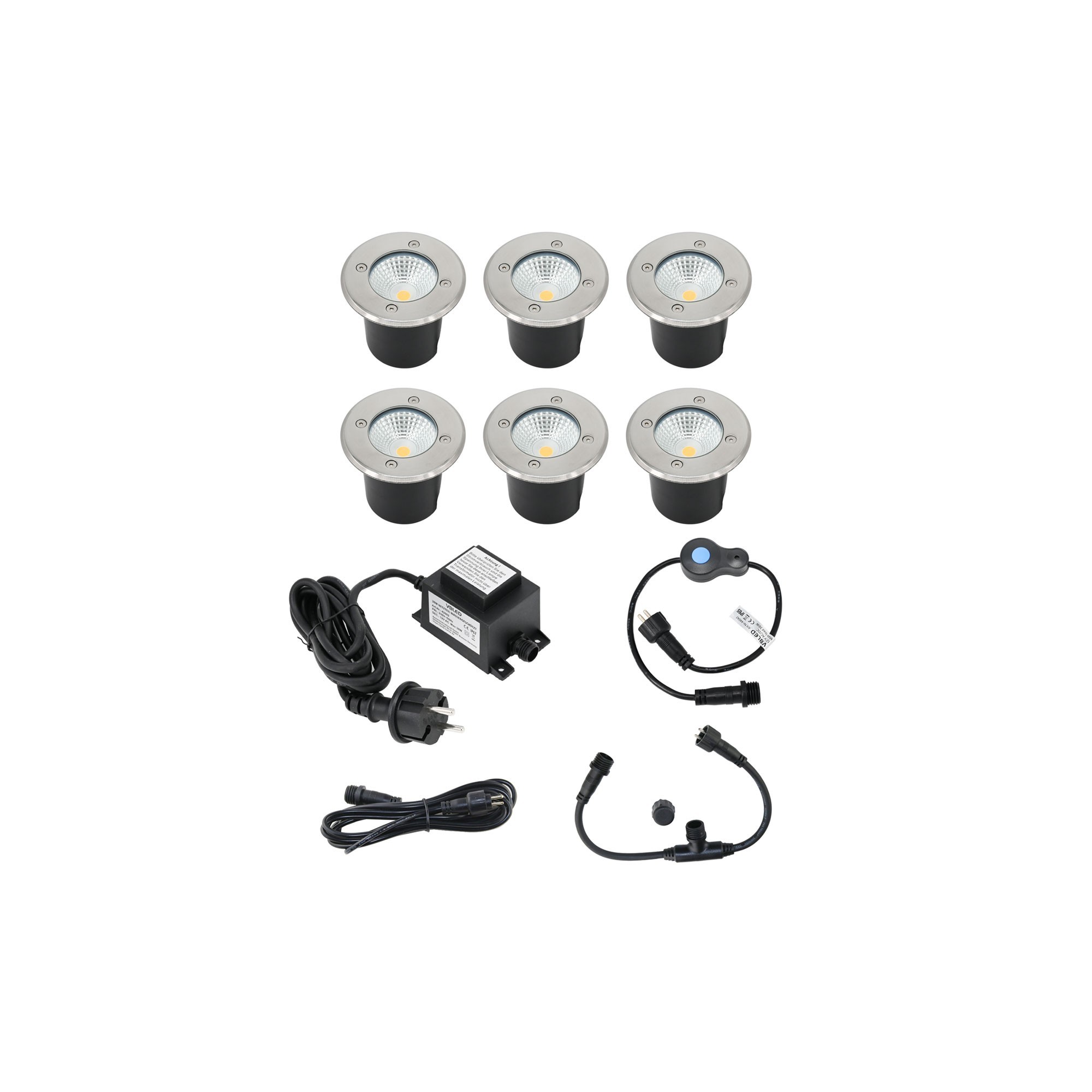 Set di 6 spot da incasso a pavimento "EZDIM" bianco caldo 6W 12V AC/DC