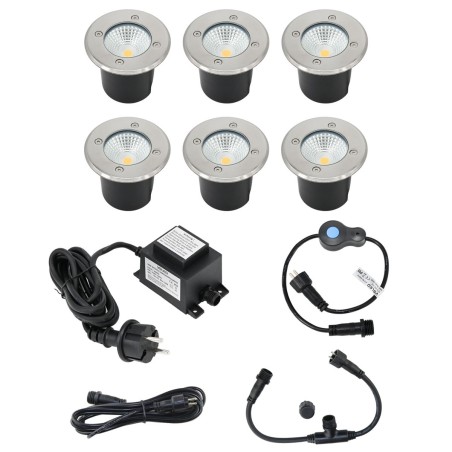 Set di 6 spot da incasso a pavimento "EZDIM" bianco caldo 6W 12V AC/DC