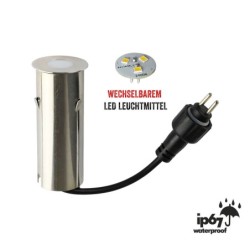 Mini luminaire encastré de sol LED "Celino" 12V avec ampoule 0,8W blanc chaud (interchangeable)