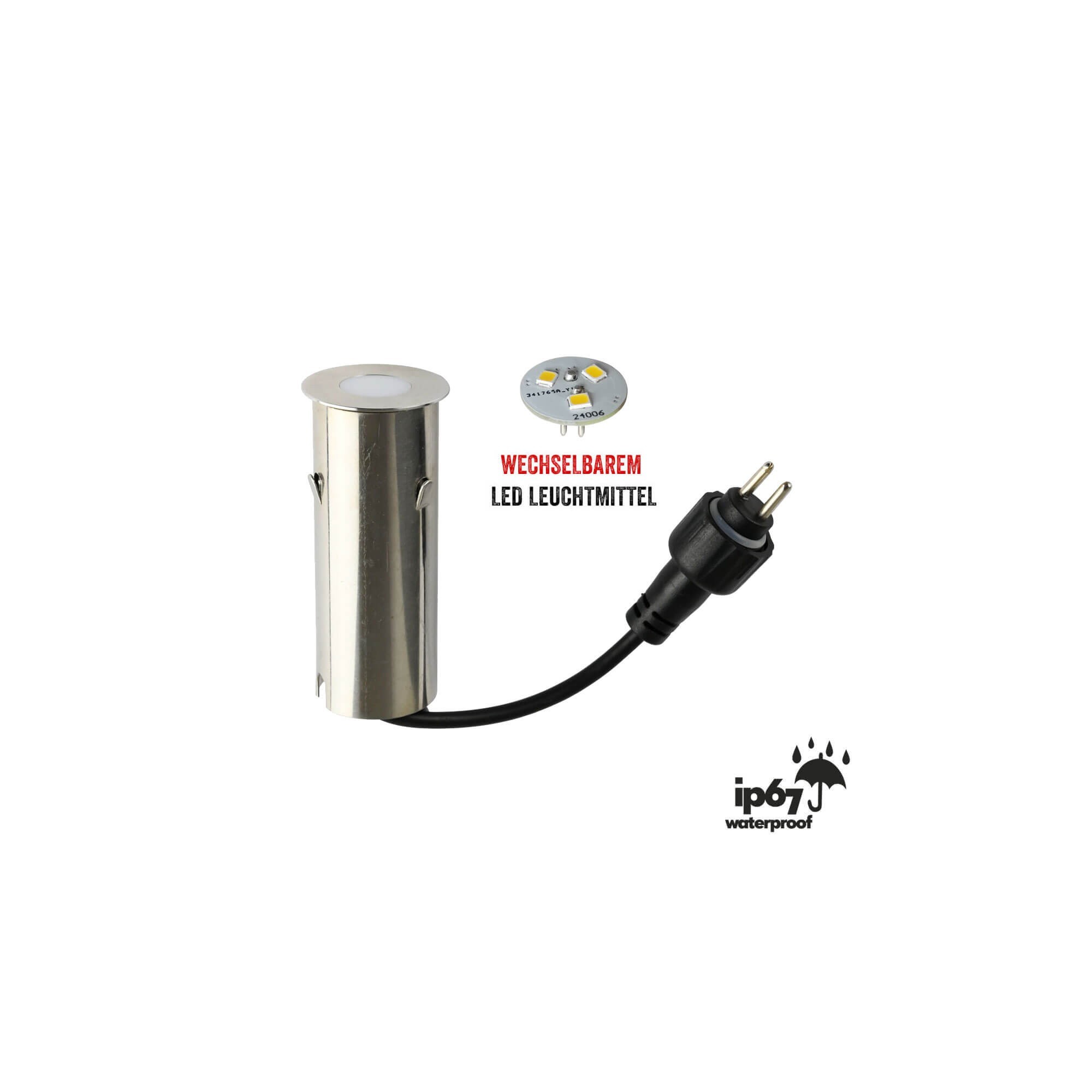 LED mini vloerinbouwarmatuur "Celino" 12V incl. 0,8W lamp warm wit (verwisselbaar)