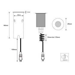 LED mini recessed floor luminaire "Celino" 12V incl. 0.8W bulb warm white (changeable)