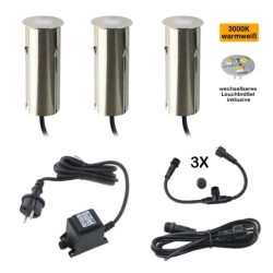 LED Mini Bodeneinbauleuchte "Celino" 3-KIT / 12V  inkl. Leuchtmittel (Leuchtmittel wechselbar)