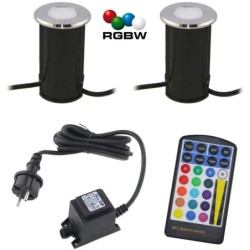 SET di 2 apparecchi LED da incasso a pavimento "Callis" RGB+bianco caldo 1W 12V AC/DC