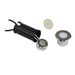 5er Set LED Bodeneinbauleuchte aus Edelstahl, Rund, 12V, 3000K  3-Stufendimmer