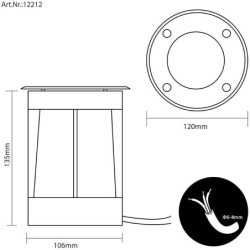 Foco empotrable de suelo LED orientable 230V AC IP67 protegido contra el agua sin bombilla