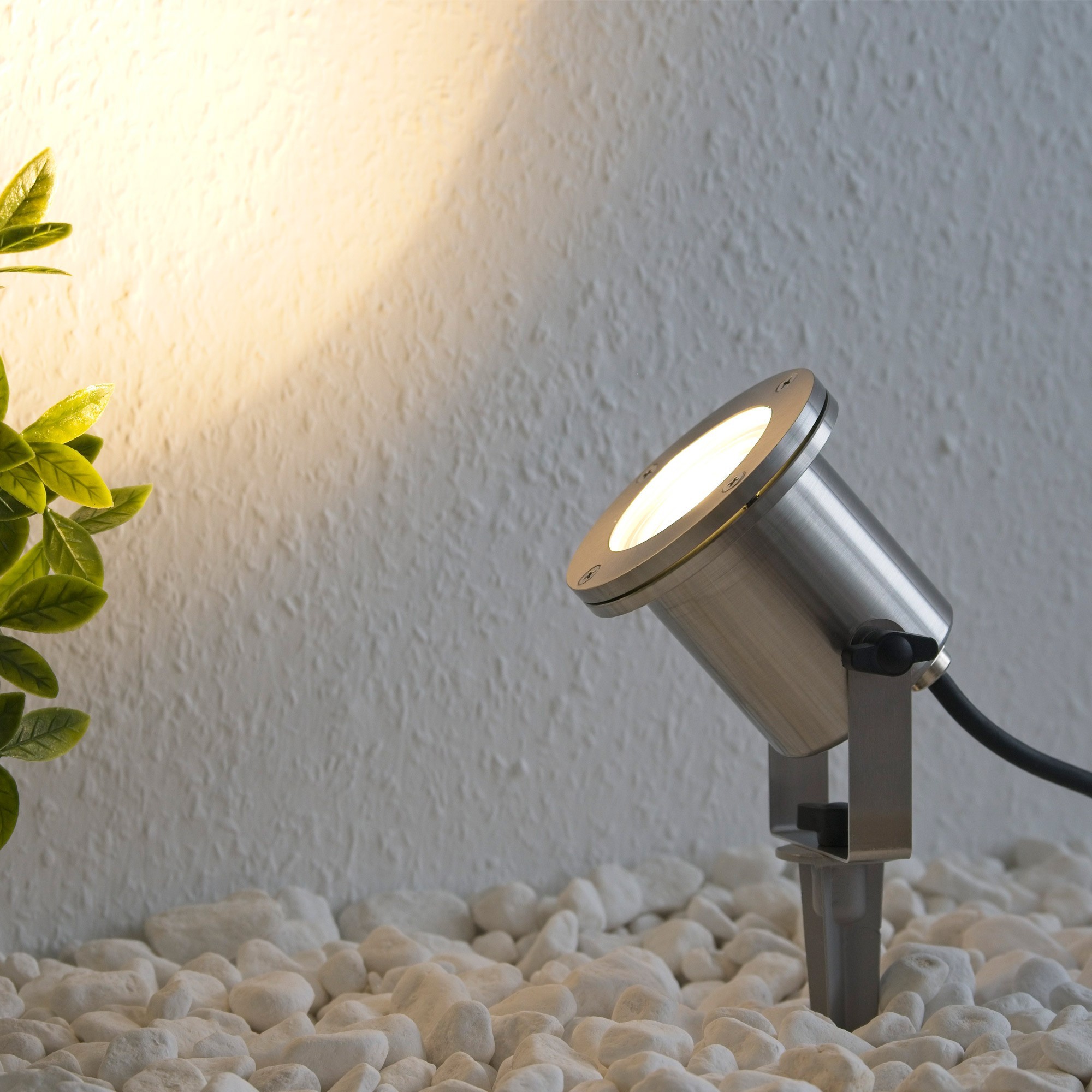 LED-Gartenstrahler Gartenteich Licht 230V, aus Edelstahl IP68 mit GU10 Leuchtmittel 5W