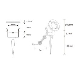 Faretto da giardino a LED Luce per laghetto da giardino 12V, acciaio inox IP68