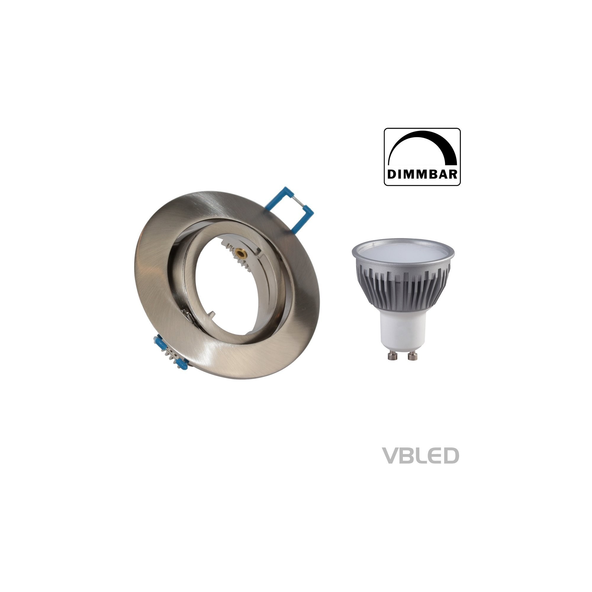 VBLED LED Einbaustrahler aus Aluminium - silber optik -  rund - inkl. Fassung - 5W - GU10 LED