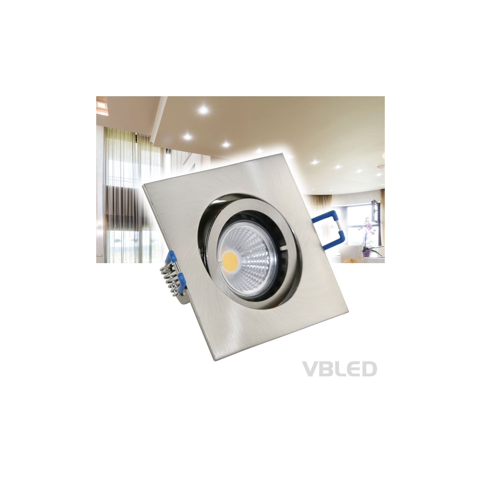 LED inbouwspot / aluminium / zilveren optiek / hoekig / incl. 3,5W LED