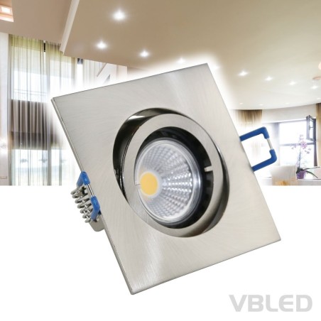 LED inbouwspot / aluminium / zilveren optiek / hoekig / incl. 3,5W LED