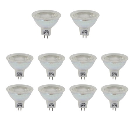 Set of 10 MR16 GU5.3 LED lamps, dimmable, 450LM, 5W replacement for 50W halogen lamps, warm white(2900K), 12V AC/DC