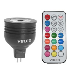 RGB+WW Illuminant Dimmable avec télécommande IR- MR16/GU5.3 -3000K 7W