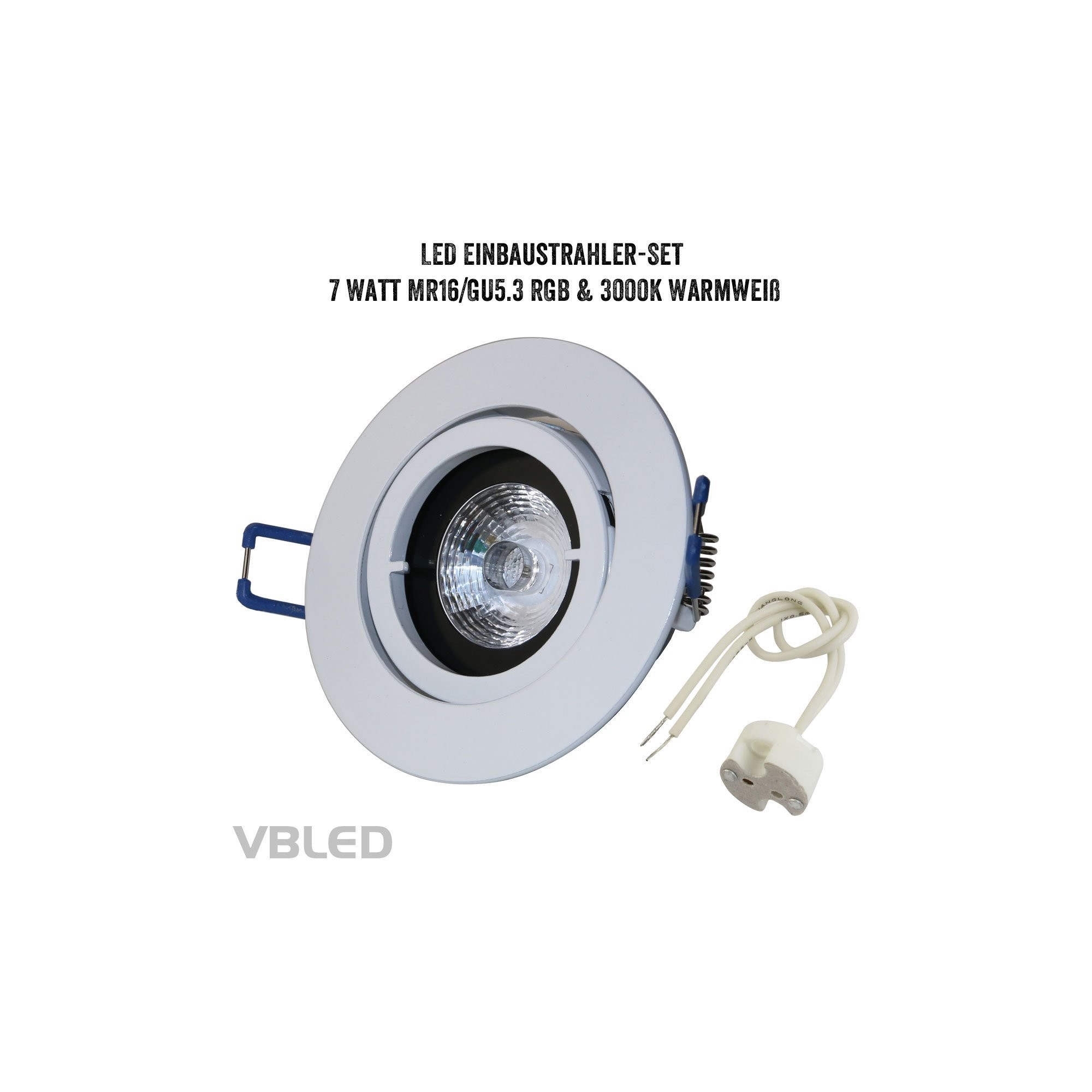 LED recessed spotlight set with 7W RGB+W illuminant