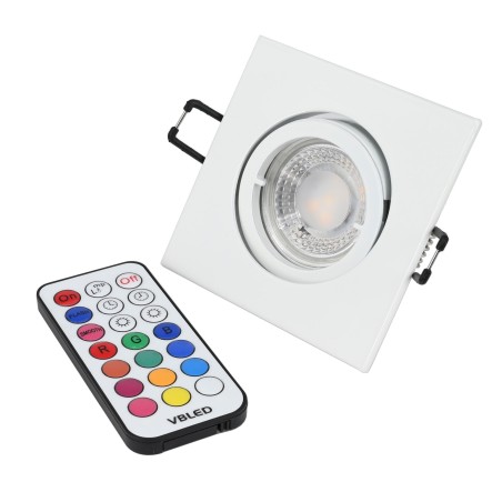 Recessed spotlight set with 7W RGB+W spot illuminant,12V AC/DC