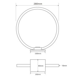 Decoratieve LED tafellamp ringvorm, Ø 28cm, 15W 3000K 430lm 300°, aluminium, zilver