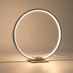 Decoratieve LED tafellamp ringvorm, Ø 28cm, 15W 3000K 430lm 300°, aluminium, zilver