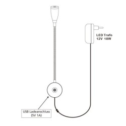 Premium LED wall, bed and reading lamp with gooseneck and USB connection