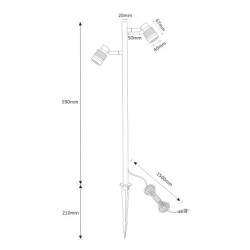 Gartus Faretto da giardino MIYA a 2 fiamme 13W 12V Outdoor IP65 3000K